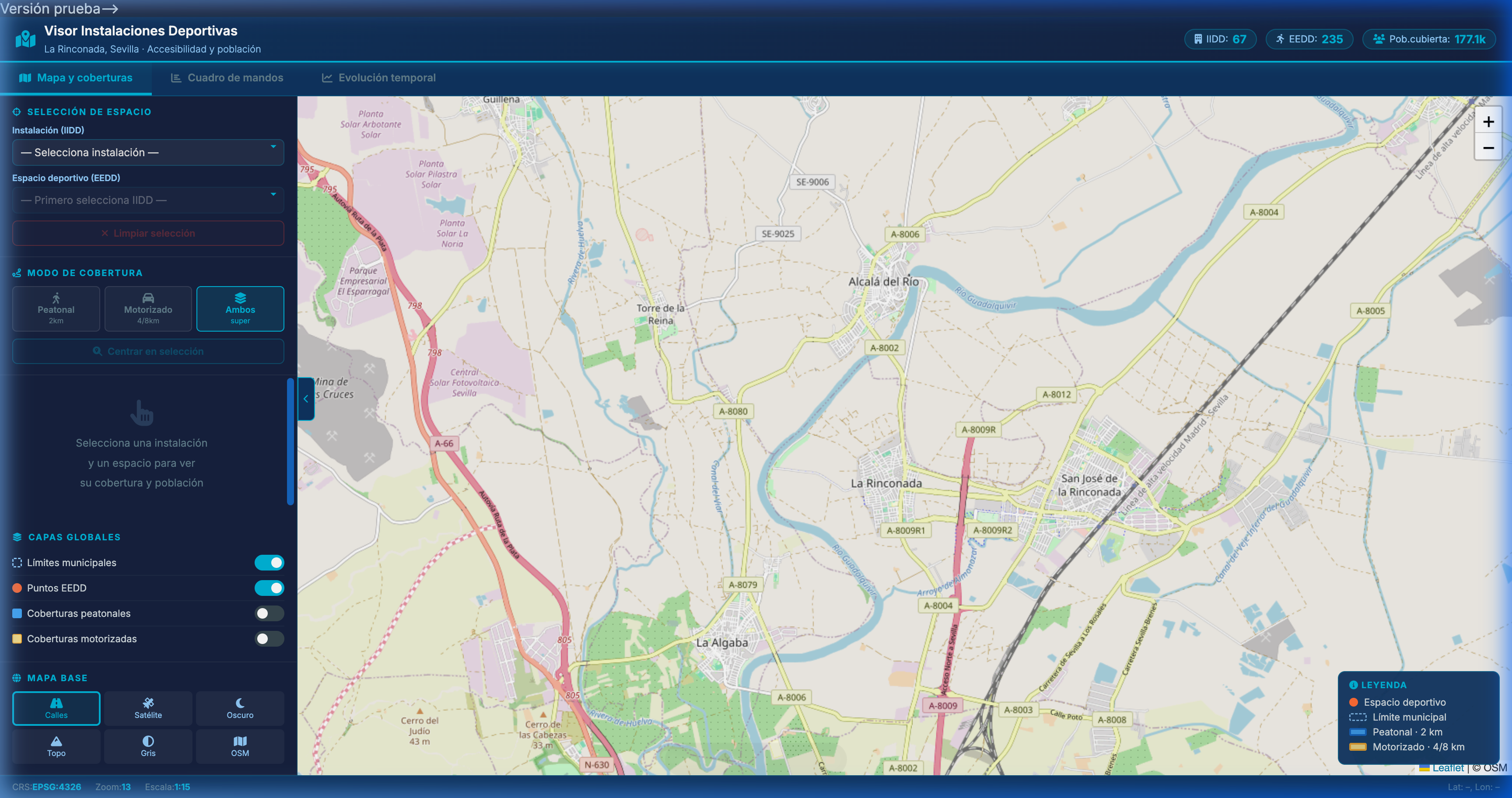 Dashboard PLIED: Análisis de accesibilidad y cobertura poblacional para infraestructuras públicas